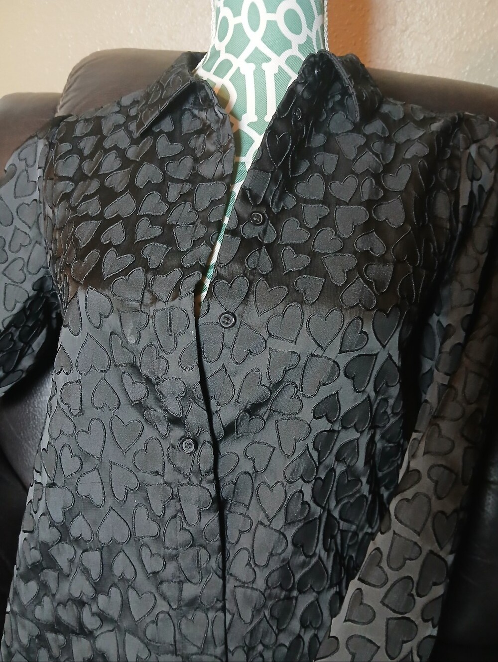 Vero Moda Black Heart-Pattern Button-Up Blouse - Picture 3 of 8